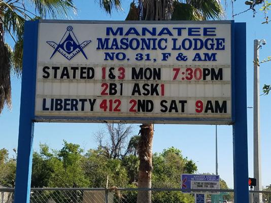 31 402 15th Street East Bradenton, Florida 34206 Letter from the South When a man submits a petition to our lodge he is not only requesting membership to Freemasonry, but he is also entrusting that