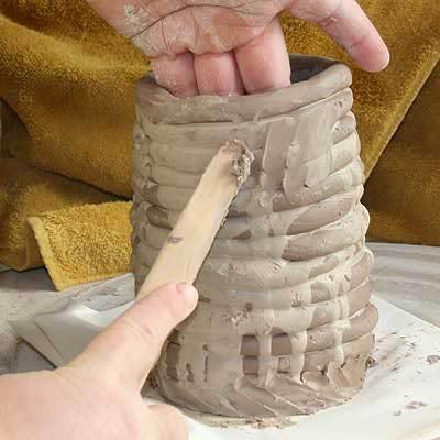 Coiling to create a clay objects has been around since ancient times A coil is created by rolling the clay on a flat surface so that it extends