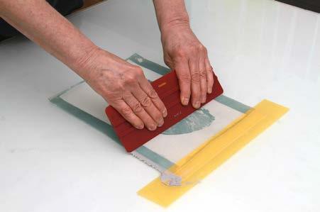 Tools such as cotton swabs, pieces of cardboard, etc. are used to remove the gel while wet to create the image on the plate.