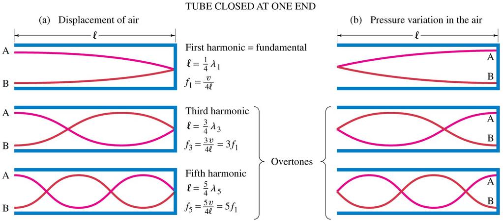 12-4 Sources of Sound: Vibrating Strings and Air Columns A tube closed at one end
