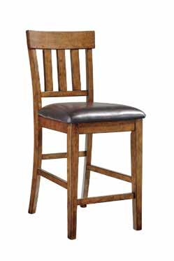 75 H RALENE (Medium Brown) D594-124 (2/CN) Counter height bar stool comfortably contoured, with