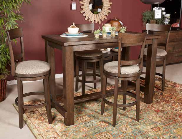 DREWING (Brown) D538-130 Pub height stool features swivel seats, polyester fabric cover and nail head trim.