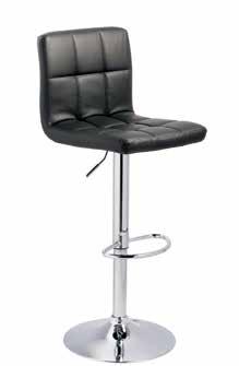 BARSTOOLS BELLATIER (Black) D120-130 (2/CN) Chrome-tone metal base and tailored cushioned 360-degree swivel seat with faux leather upholstery and squared tufting.