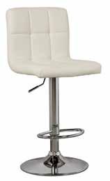 5 BELLATIER (BONE) D120-230 (2/CN) Chrome-tone metal base and tailored cushioned 360-degree swivel seat with faux leather upholstery and squared tufting.