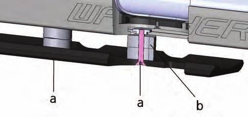 To reduce or increase the fore-end elevation in the longitudinal direction, undo the countersunk screws (a). This unclamps the holding rail.