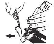 LOADING Fig. 1 Disconnect the plug from the electrical supply. Hold the tool firmly as in Fig. 1. Pull the pusher lever (2) all the way to the rear and tilt it up to lock position (3).