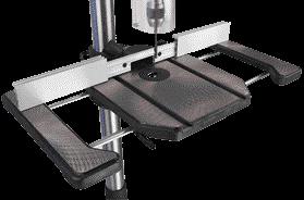mounted on either side of the drill press Extension wing provides additional support for longer work pieces Various spindle speeds ranging from 330 2500 rpm Telescopic fence with work stop and dust