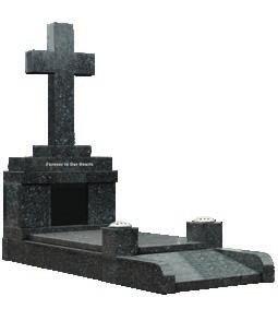 Cross sitting on two bases on full width candle box, external cover slab, 12 inch vase posts,
