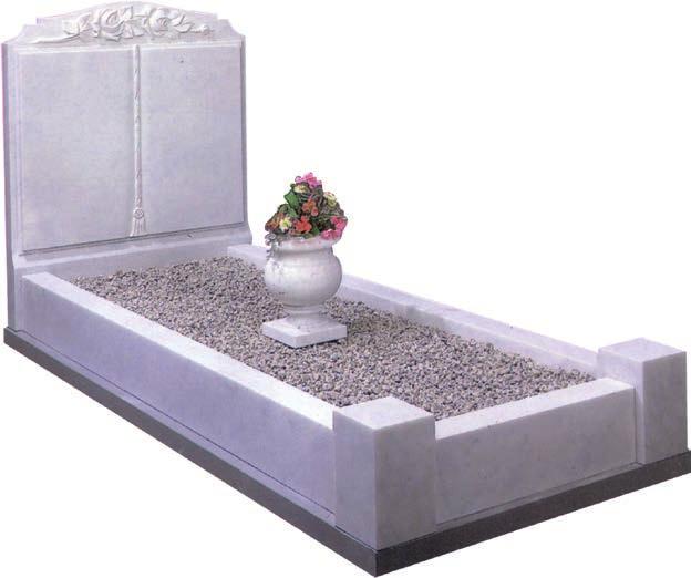 Alternatively, a cover slab can be placed within the kerbs. NS34 Marble. A headstone with scolloped corners and hand carved roses. This has kerbs and two front posts.