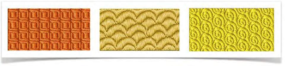 Embossed fills Embossed fill is a decorative fill stitch used to fill wide and large areas with patterned stitching while keeping the appearance of a solid field. The pattern is repeated along a grid.