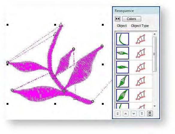 Embroidery connections Branching Use Digitize > Branching to automatically sequence selected outlines for efficient stitchout.