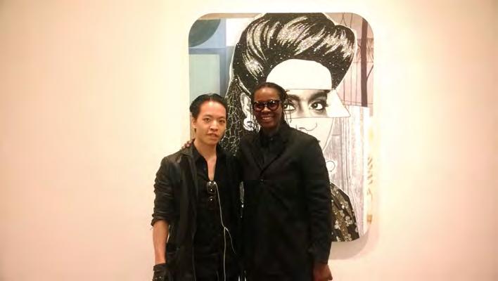 Meets with Mickalene Thomas Mickalene Thomas (born Jersey January 28, 1971), is a contemporary African American artist best known for her complex paintings made of rhinestones, acrylic and enamel.