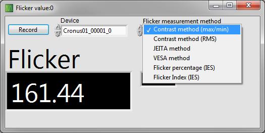 On the right top corner, you can select the different flicker measurement methods supported in Iliad.
