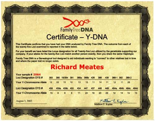 distance of 0. This DNA evidence showed that we shared a common ancestor, which the scientist call the Most Recent Common Ancestor (MRCA).