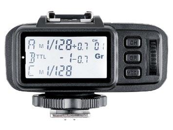 Can also be used as a Wireless shutter release Large LCD Display Powered by 2x AA batteries TTL Flash E-TTL