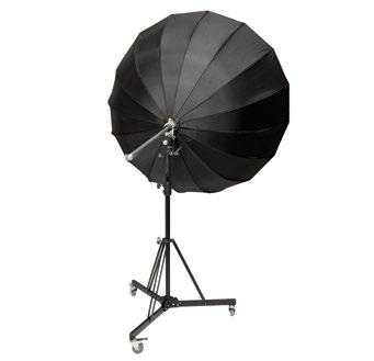This 180cm parabolic reflector umbrella has 16 braces, with a very shiny silver coating on the inside and extra deep parabolic shape with 180cm diameter.