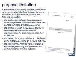 purpose limitation A substantive compatibility assessment requires an assessment of all relevant circumstances.