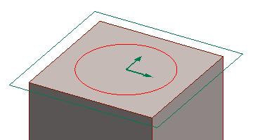 Click, the Circle tool. Click and drag from the centre of the top face of the block to create a circle.
