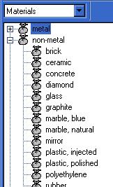 The full list of nonmetal finishes appears. Using the mouse drag the sack next to the material plastic, injected onto your model.