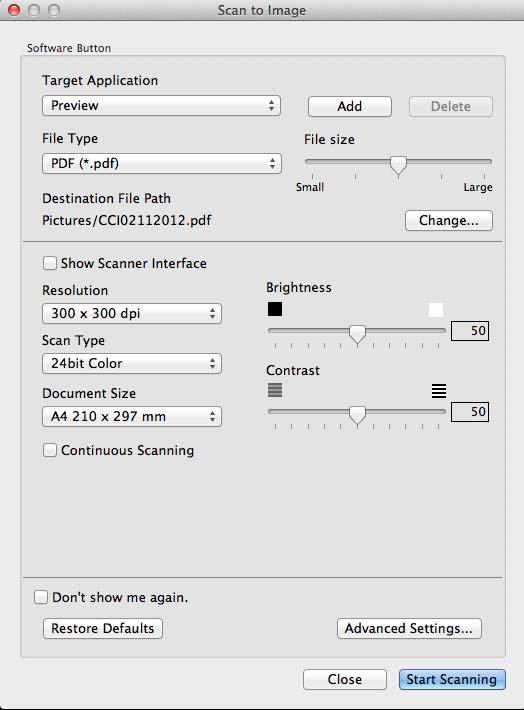 ControlCenter2 Imagine 8 Funcţia Scan to Image (Scanare către Imagine) vă permite să scanaţi o imagine direct în aplicaţia grafică pentru editarea imaginilor. a Selectaţi fila SCAN (SCANARE).