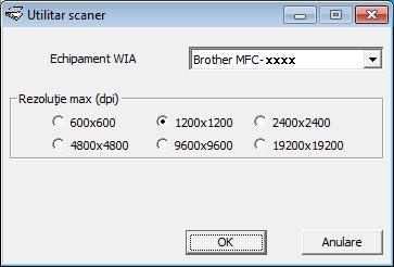 Scanarea Utilitarul Scaner 2 Utilitarul Scaner se foloseşte pentru configurarea driverului de scanare WIA la rezoluţii de peste 1200 dpi.