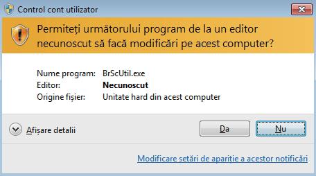 Scanarea (Windows Vista, Windows 7 şi Windows 8) La apariţia ecranului Control cont