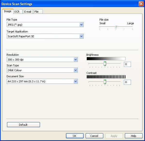 ControlCenter4 Configurarea setărilor pentru tasta/butonul Scanare 4 Butonul (Device Scan Settings (Setări scanare dispozitiv)) permite configurarea setărilor pentru tasta SCAN (SCANARE) sau Scanare.