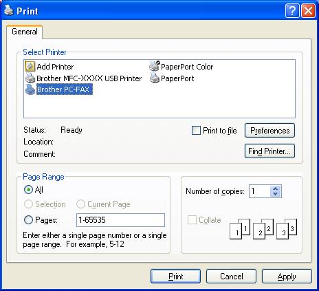 6 Aplicaţia Brother PC-FAX (pentru modelele MFC) 6 Trimiterea unui PC-FAX 6 Caracteristica Brother PC-FAX permite utilizarea computerului pentru trimiterea unui document dintr-o aplicaţie sub formă