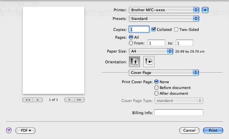 Imprimarea şi trimiterea şi primirea faxurilor Prima pagină 8 Puteţi selecta următoarele setări pentru prima pagină: Print Cover Page (Imprimarea paginii de copertă) Dacă doriţi să adăugaţi o copertă