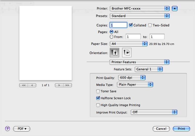Imprimarea şi trimiterea şi primirea faxurilor Funcţionalităţile imprimantei 8 Feature Sets: (Seturi de caracteristici:) General 1 Print Quality (Calitatea imprimării) Pentru calitatea imprimării