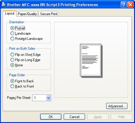 Imprimarea Caracteristici din driverul de imprimantă BR-Script3 (emulare a limbajului PostScript 3 ) 2 Ecranele din această secţiune sunt din Windows XP. Ecranele de pe calculatorul dvs.