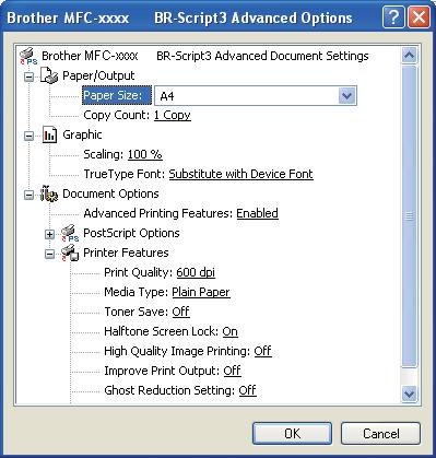 Imprimarea Opţiuni avansate 2 Puteţi accesa opţiunea Advanced options (Opţiuni complexe) făcând clic pe butonul Advanced... (Complex.