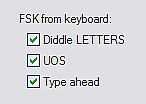 FSK from keyboard: Diddle LETTERS: send the LETTERS character whenever there is nothing in the transmit buffer. UOS: shift back to LETTERS case whenever a space is enountered in the transmit data.