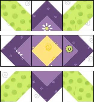 7. Sew a side unit to opposite sides of each center unit to make (14) 2 1/2" x 6 1/2" center rows.