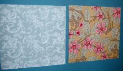 Cutting and Assembling: 1. Cut two 5 inch squares of contrasting fabrics. 2.