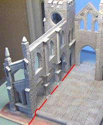 The lower photo shows how the two halves of the cathedral can still come apart to view the