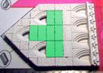 Do not glue the blocks in green, they are used to hold the place for