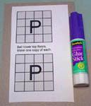 29. For pieces "P", glue the plan down to a cereal box and cut the pieces out. Then glue the blocks on.