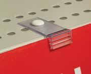 Flush Sign Perf Shelf Gripper Flush Sign Holder Fits most round, square or diamond shaped perforated shelf holes.