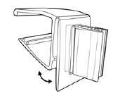 080" thick Clear PVC material LENGTH WIDTH HEIGHT SIGN POSITION 108107 1-1/4" 3/4" 9/16" Flag Hinged Gripper Square Shelf Flag Sign Holder Gripper fins clip securely on the front edge