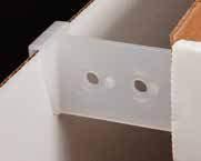 The vertical style has side holes for glue seep through and the horizontal style has tapered teeth that bite into corrugated.