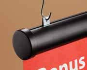 Round Graphic/Banner Hanger System Round Graphic/Banner Hanger A dramatic, tubular way to prominently dress up signs and banners, both large and small.