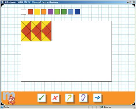 Geometry Exercise 5 Create activities for other children: Creating and continuing a pattern type 2 The child creates the pattern by selecting a colour and