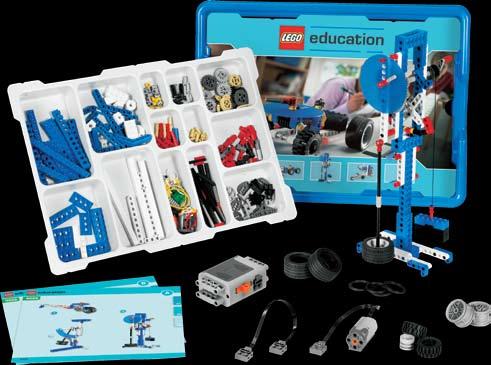 The set contains 396 LEGO Technic elements and full-color building instruction booklets for 10 principle models and 18 main models, all in a sturdy storage bin that includes a sorting tray.