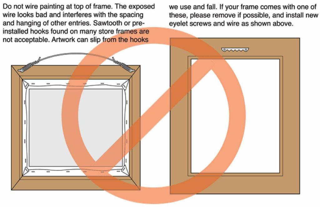 Art wiring guidelines Acceptable wiring of art Use standard hanging wire found at any