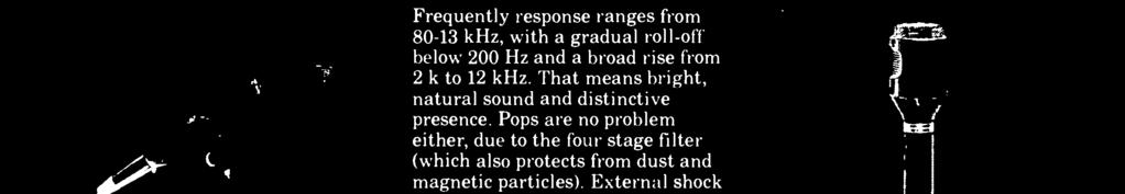 MICROPHONES AND ACCESSORIES Frequently response ranges from 80-13 khz, with a gradual roll -off below 200 Hz and a broad rise