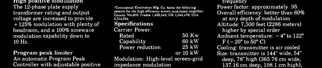 5% at 90% total modulation by SMPTE test method using 60 and 7,000 Hz in 4:1 ratio Carrier shift: 2% or less at 100%