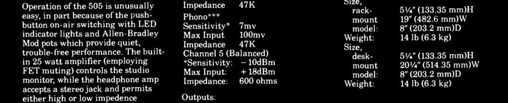 8mv Max Input 13mv Impedance 47K Phono * ** Sensitivity* 7mv Max Input 100mv Impedance
