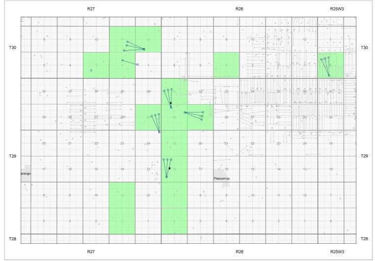 sections 3D seismic available over proposed wells