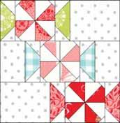 Arrange as shown and sew the wrapper rectangles to opposite sides of the candy block.